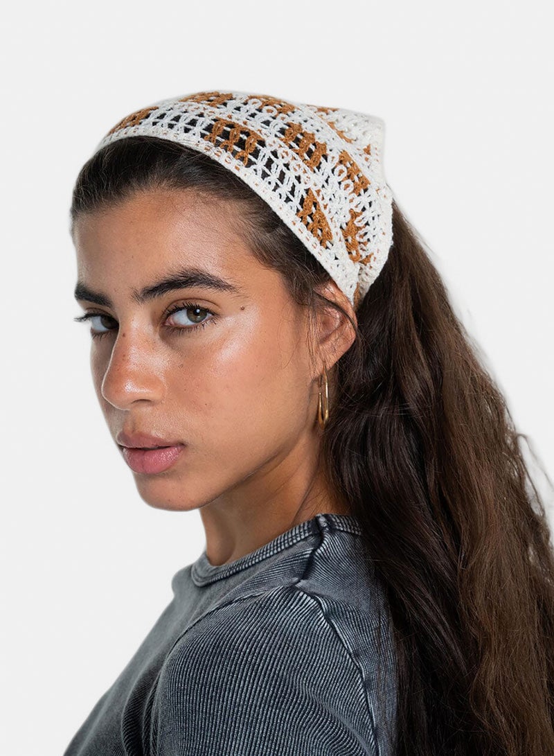 Brown Checks Crochet Bandana