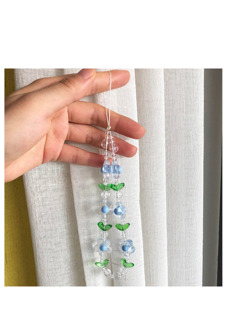 KASTWAVE 2 PCS Lovely Flower Phone Charm, Aesthetic Flower Phone Chain, Colorful Bead Phone Charm, Detachable Universal Phone Lanyard, Suitable for for Women Girls - Image 5
