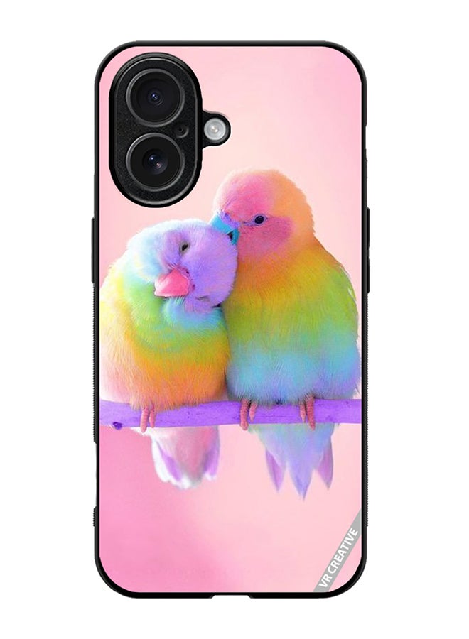 Protective Case Cover For Apple iPhone 17 Love Birds Pink Background Design Multicolour