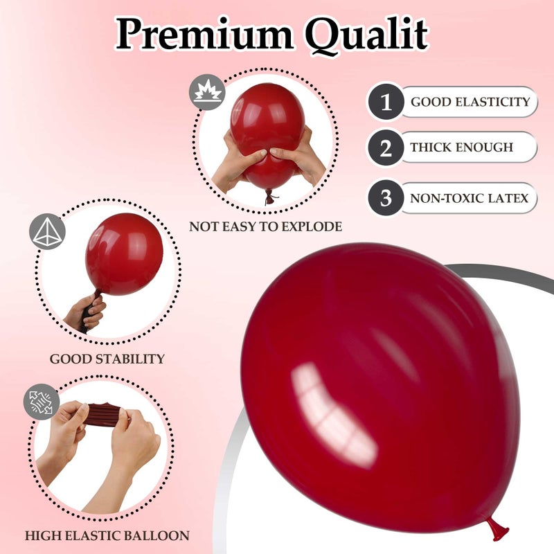 DECOCKRAT 130PCS Ruby Balloons, Latex Balloons Different Sizes 18/12/10/5 Inch, Helium Balloons with Ribbon, Party Balloon Set for Birthday Wedding Graduation Anniversary Baby Shower Decorations. - Image 3