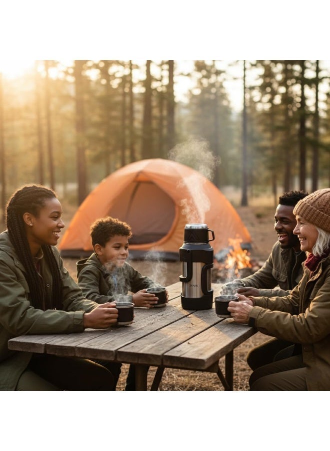 دينكس زجاجة ثيرموس ستانلس ستيل سعة 3 لتر من دينكس، قارورة معزولة بتفريغ الهواء بسعة كبيرة، للمشروبات الساخنة والباردة 24-48 ساعة، زجاجة مياه محمولة للسفر والمكتب والمدرسة والتخييم والاستخدام الخارجي - Image 4