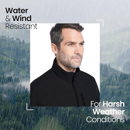 Weatherproof Men's Softshell Jacket for Men, Wind & Water Resistant, Breathable Midweight Outdoor Coat, Lightweight Windbreaker for Spring, Fall & Winter - Black, XX-Large - Image 3