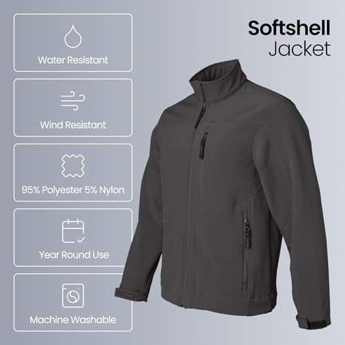 Weatherproof Men's Softshell Jacket for Men, Wind & Water Resistant, Breathable Midweight Outdoor Coat, Lightweight Windbreaker for Spring, Fall & Winter - Black, XX-Large - Image 2