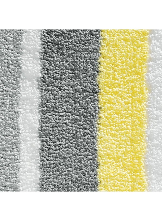 InterDesign Idesign Stripz Microfiber Polyester Bath Mat, Non-Slip Shower Accent Rug For Master, Guest, And Kids' Bathroom, Entryway, 21" X 17", Gray And Yellow - Image 3