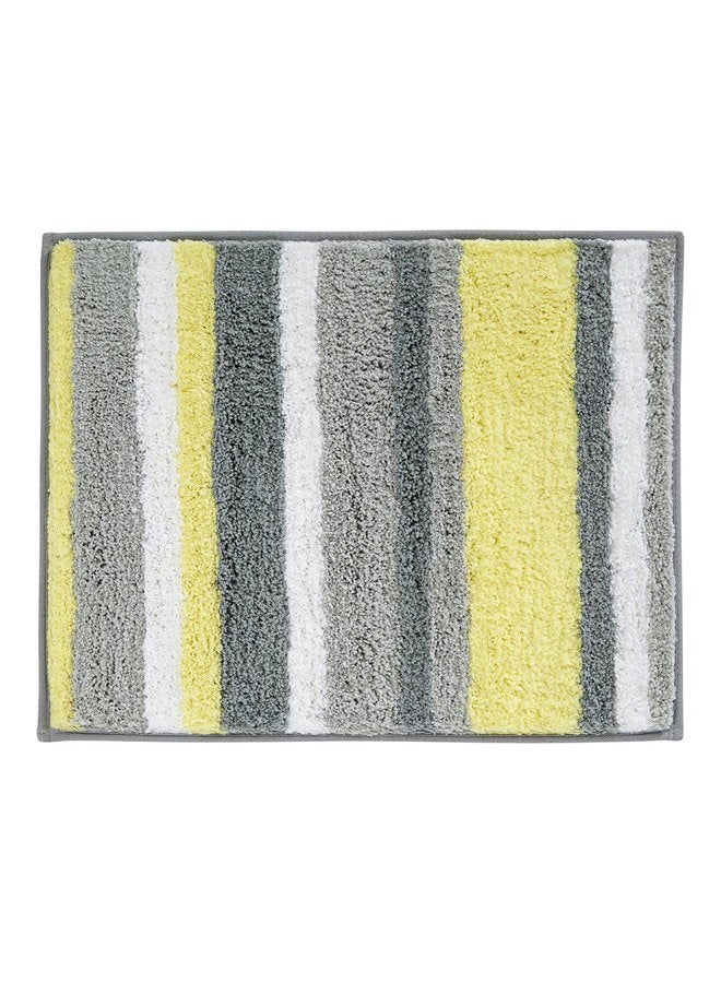 InterDesign Idesign Stripz Microfiber Polyester Bath Mat, Non-Slip Shower Accent Rug For Master, Guest, And Kids' Bathroom, Entryway, 21" X 17", Gray And Yellow - Image 1