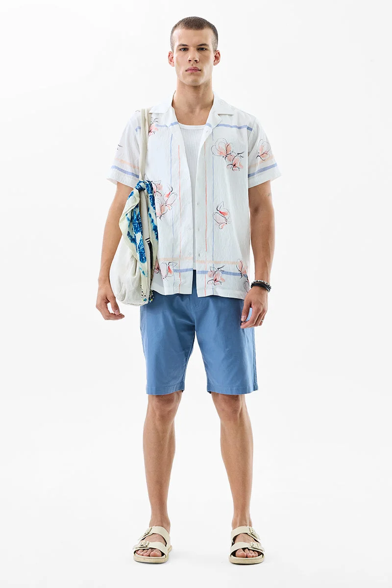 SNITCH White Floral Half Sleeve Boxy Shirt