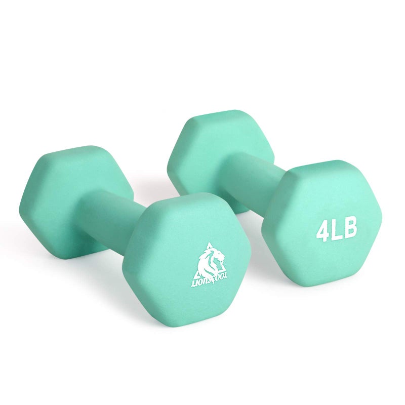 Lionscool Neoprene Coated Dumbbell Weights (Aqua 4Lb Pair) - Image 1