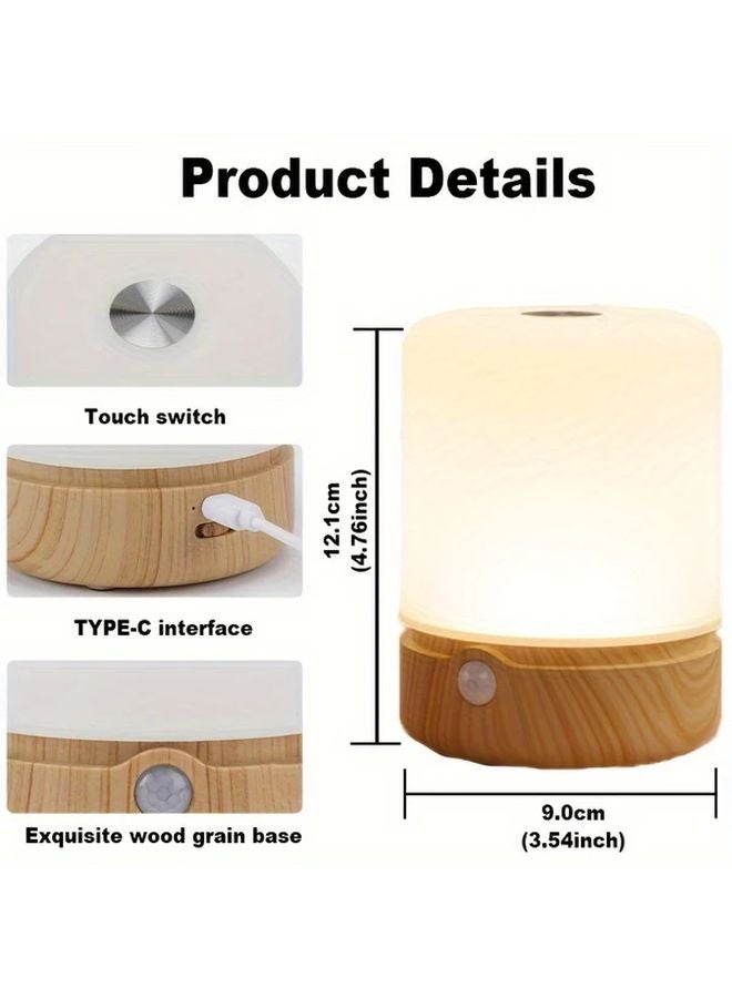 مصباح تحريضي لسطح المكتب بلون الخشب، ضوء بمستشعار حركة قابلة لإعادة الشحن عبر USB - Image 3