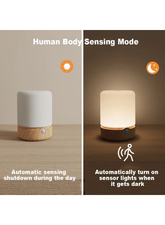 مصباح تحريضي لسطح المكتب بلون الخشب، ضوء بمستشعار حركة قابلة لإعادة الشحن عبر USB - Image 4