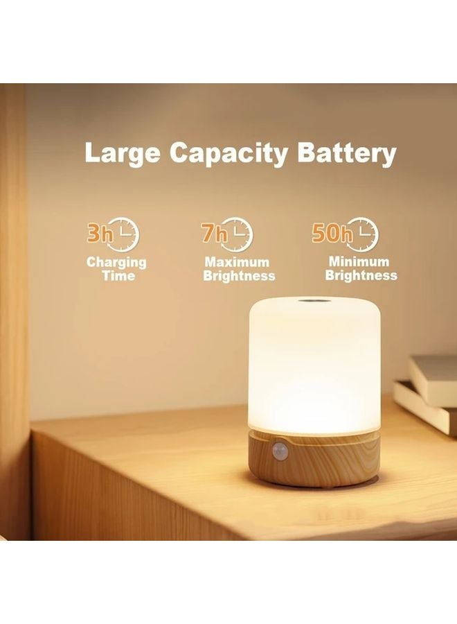 مصباح تحريضي لسطح المكتب بلون الخشب، ضوء بمستشعار حركة قابلة لإعادة الشحن عبر USB - Image 1
