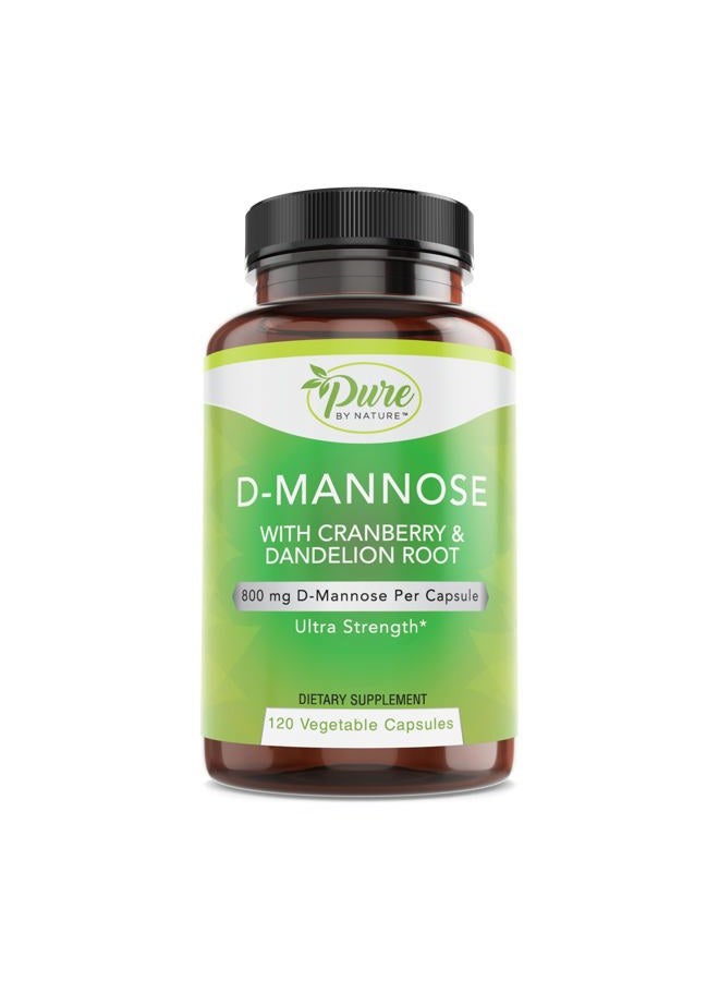 Pure By Nature D-Mannose with Cranberry and Dandelion Root, 120 Count - Image 1