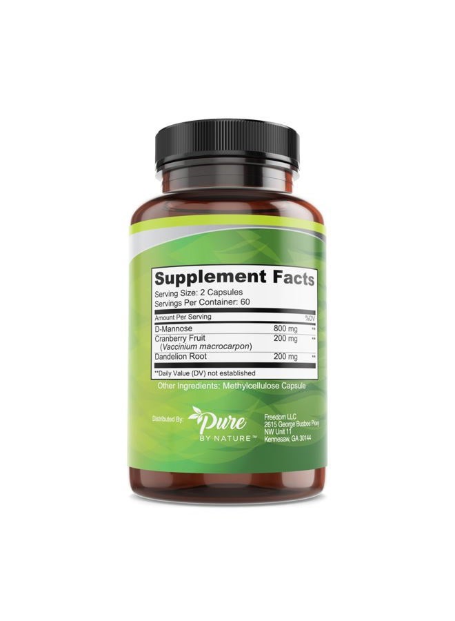 Pure By Nature D-Mannose with Cranberry and Dandelion Root, 120 Count - Image 5