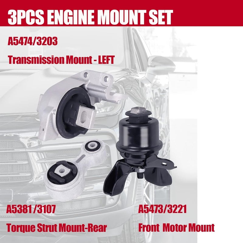 PATEWIN Engine Motor Mount Set for 2006-2009 Ford Fusion/Mercury Milan 3.0L 2WD - Image 3