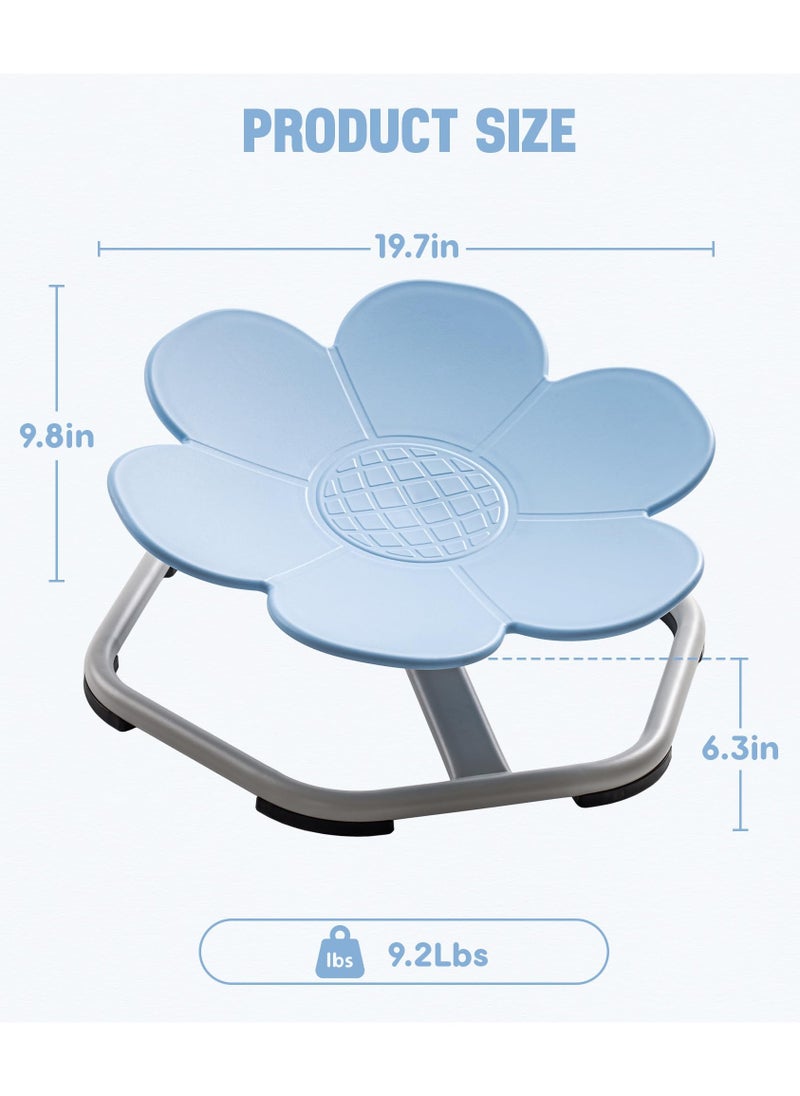 Kids Sensory Swivel Chair, Autism Kids Swivel Chair with Non-Slip Design, Training Body Coordination, Flower Shape Wobble Chair, No Assembly, Blue