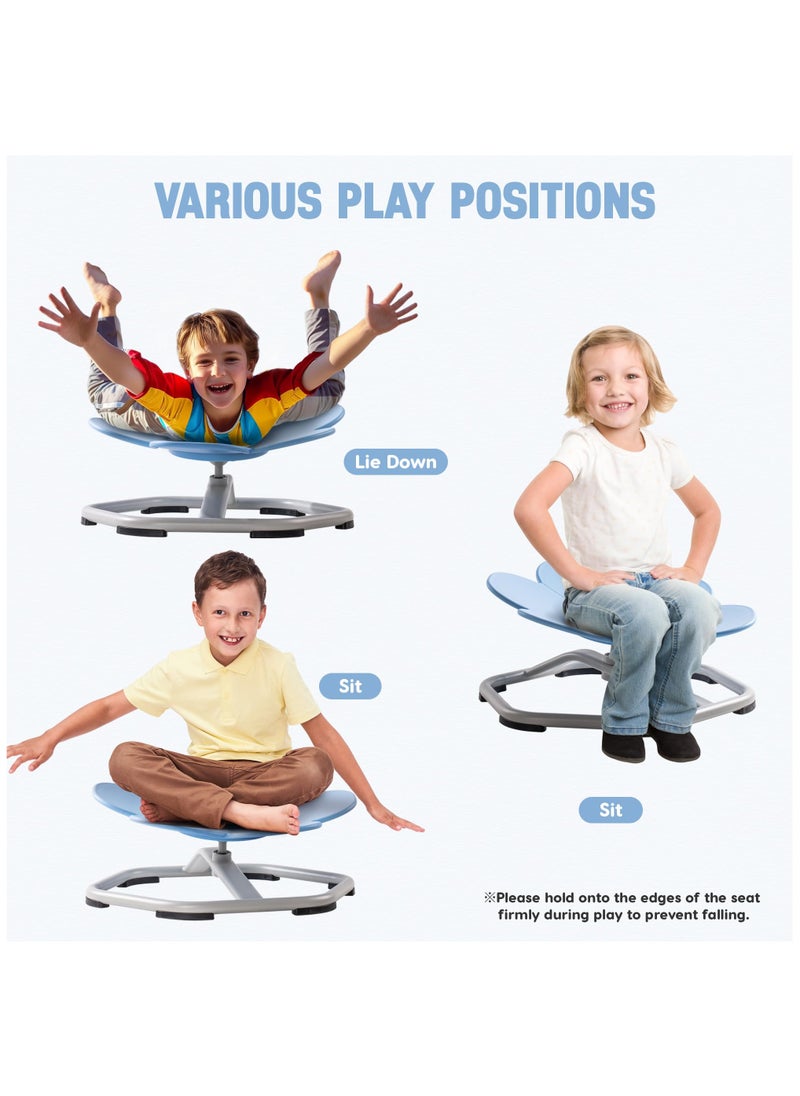 Kids Sensory Swivel Chair, Autism Kids Swivel Chair with Non-Slip Design, Training Body Coordination, Flower Shape Wobble Chair, No Assembly, Blue
