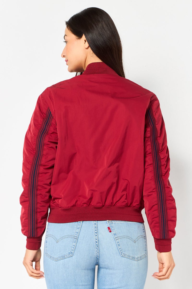 LACOSTE Women Brand Logo Windbreaker Jacket, Maroon - Image 4