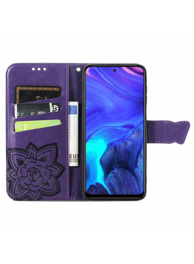 S-TOP Case For Infinix Note 10 Pro Butterfly Love Flower Embossed Horizontal Flip Leather Case with Holder & Card Slots & Wallet & Lanyard - Image 4