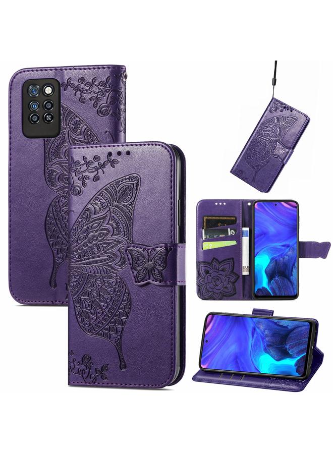 S-TOP Case For Infinix Note 10 Pro Butterfly Love Flower Embossed Horizontal Flip Leather Case with Holder & Card Slots & Wallet & Lanyard - Image 1