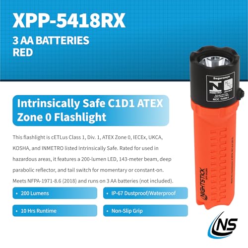 Nightstick XPP-5418RX Intrinsically Safe Flashlight-3 AA (not Included) -Red-UL913 / ATEX, Multicolor - Image 2