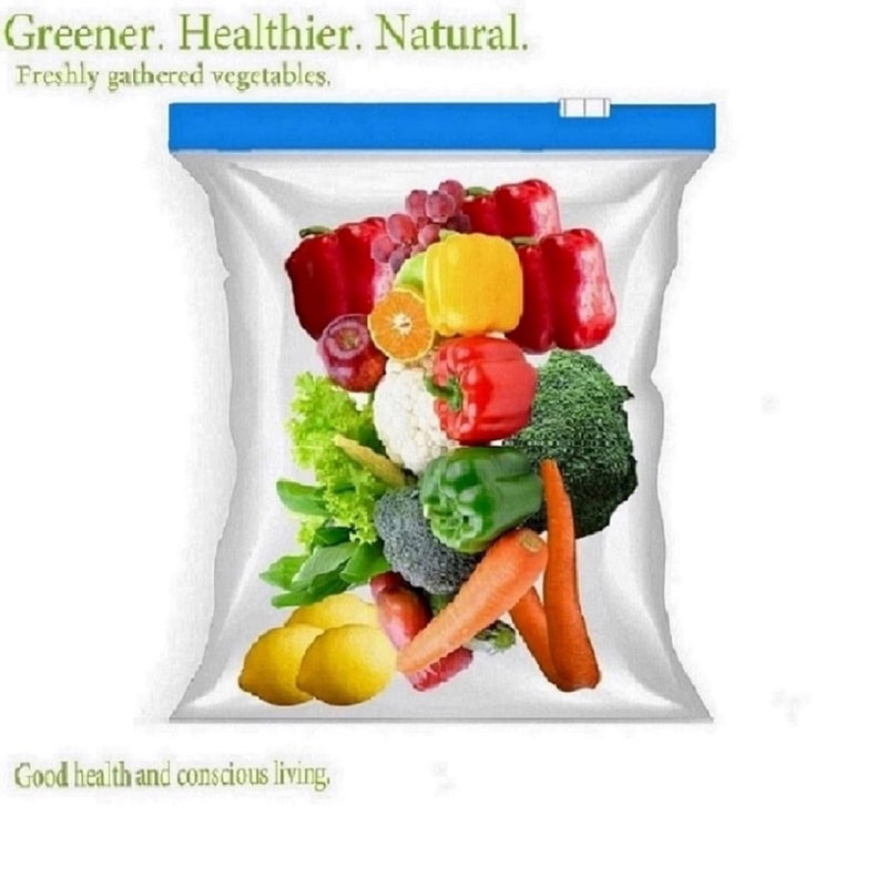 VONITY Pack Of 15 Zip lock bags for food storage fridge vegetable storage bags Freezer REUSABLE Zipper Bags zip pouches for travel resealable plastic pouch medium size 9X10 BLUE T9836 - Image 2