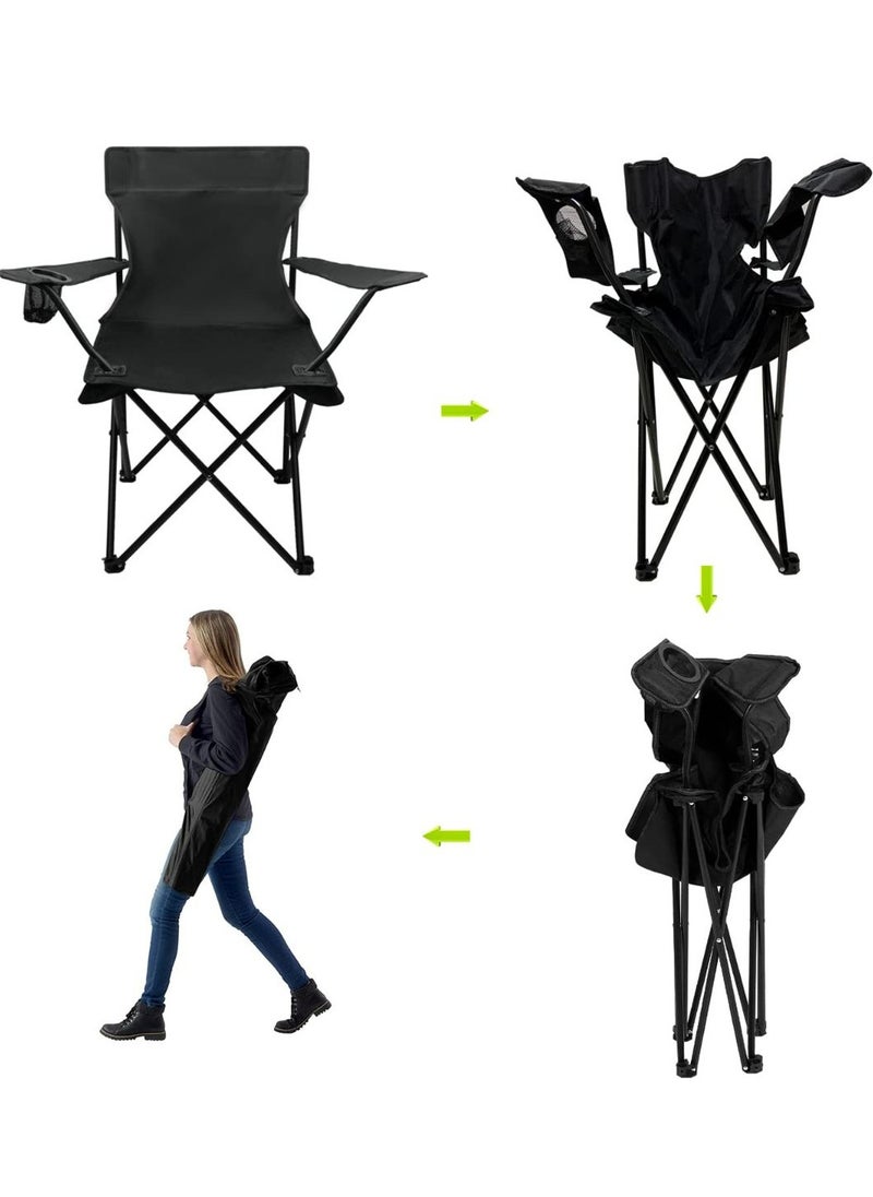 Ominii - Lightweight Portable Folding Camping Chair – Ideal for Fishing, Camping, and Outdoor Adventures, Black - Image 1