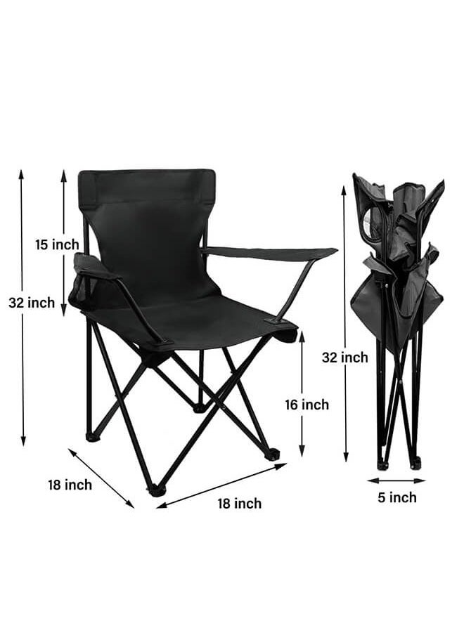 Ominii - Lightweight Portable Folding Camping Chair – Ideal for Fishing, Camping, and Outdoor Adventures, Black - Image 1