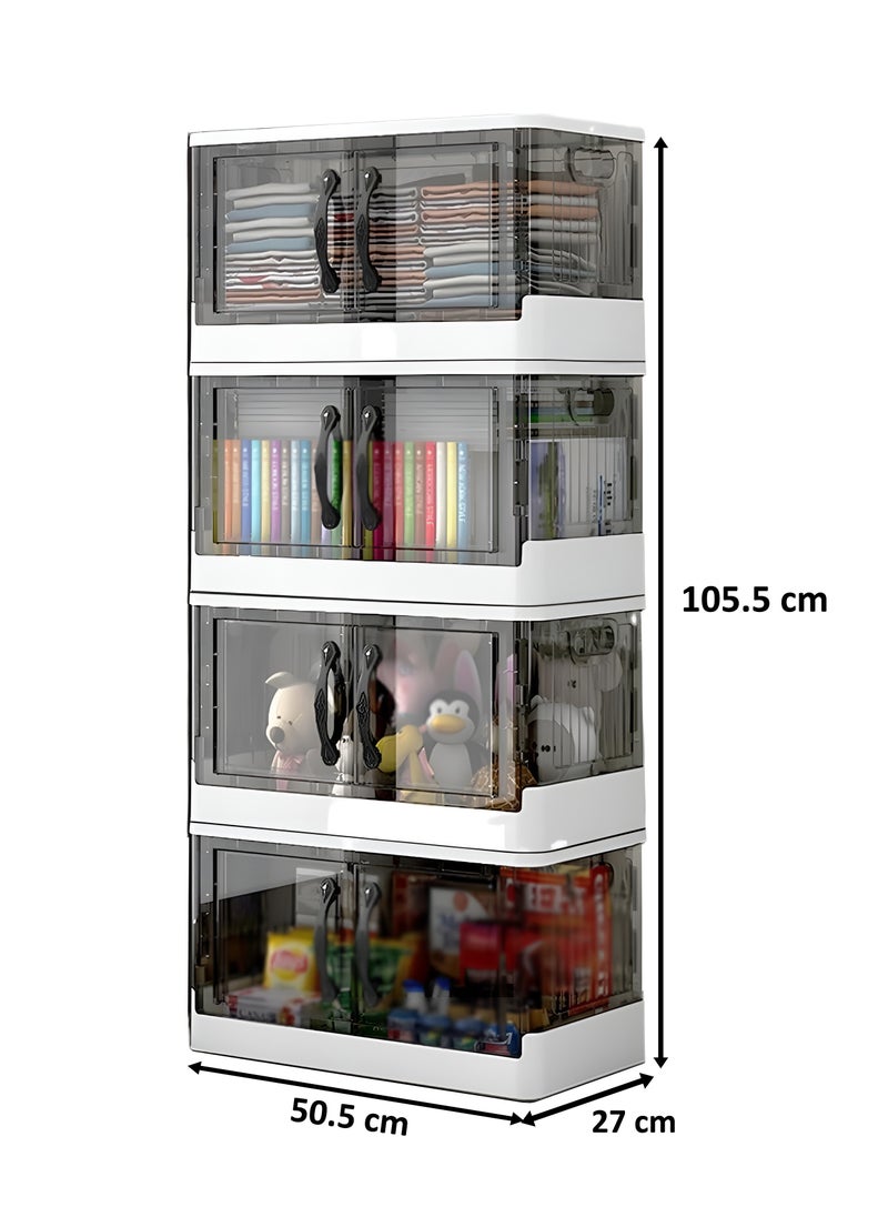 BestStore - 4-Layer Plastic Storage Drawers – Stackable Storage Bins, Foldable Storage Boxes, Transparent Rolling Storage Cabinet with Wheels, Multi-Drawer Storage Unit and Clothes & Toy Organizer for Kitchen, Bathroom, and Office - Image 1