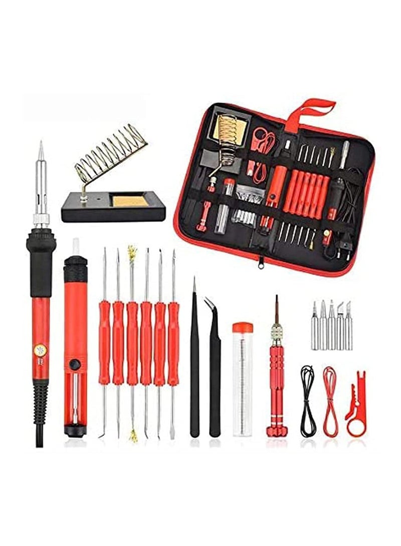 60W 220V Electric Soldering Lron Kit 26 Pieces Adjustable Temperature Welding Tool Set Lncluding Soldering Tips/Desoldering Pump/Stand/Tweezers/Screwdriver/Electronic wire/Carry Bag - Image 1