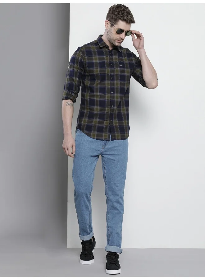 The Indian Garage Co Men Slim Fit Checkered Full Sleeves Spread Collar Casual Shirt