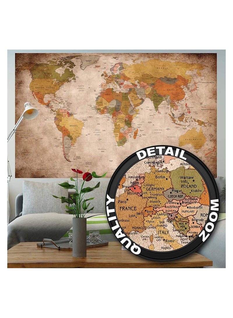 SOLARAE Tapestry World Wall Map Mural, Decoration Vintage World Map Hanging Poster for Kids Student, Art Educational Background Wallpaper Wall Hanging for Living Room Home Office (39.3 x 59'' M) - Image 3