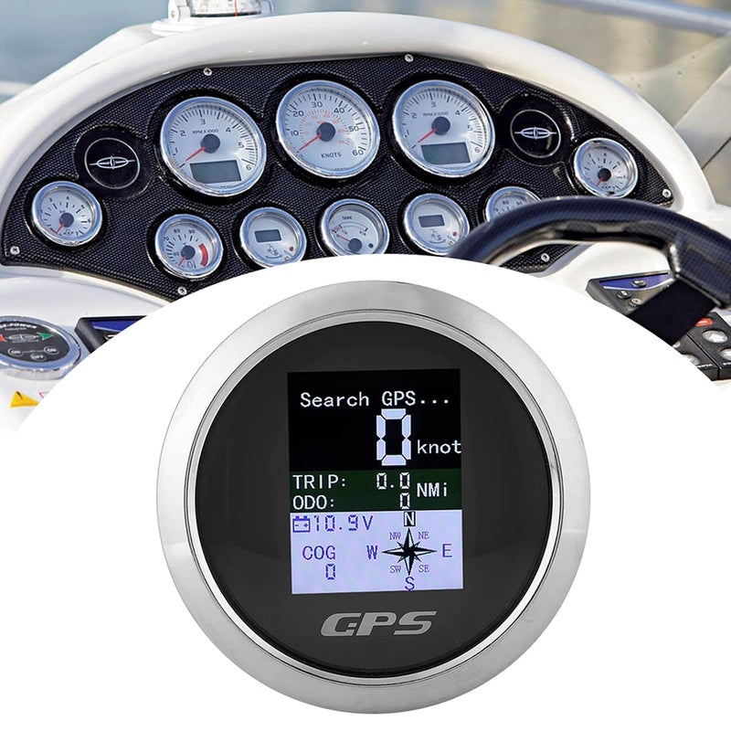 klarako Speedometer, 85mm Waterproof Digital GPS Speedometer Gauges Driving Direction LCD Display for Car Boat Yacht Marine Truck(Face Plate Black) - Image 2
