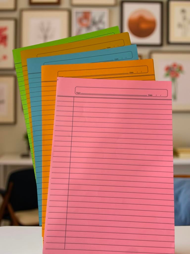 CUBIC A4 Multicolour Ruled Paper (Pack of 40) | Bright & Vibrant Writing Sheets for Notes, Assignments & Office Use | Smooth & Durable Lined Paper - Image 4