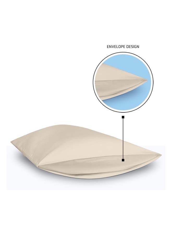 rocketlinen Rocketlinen 400 Threadcount Pillow Cases 100% Cotton Set of Two Sateen Weave Hotel Style Beige (King Pillowcases 50x92cm)  - Image 3