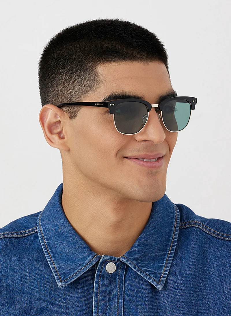 30Sundays Lumi,Men Sunglasses, Square Sunglasses, UV Protection: UV400 (Black,Green)