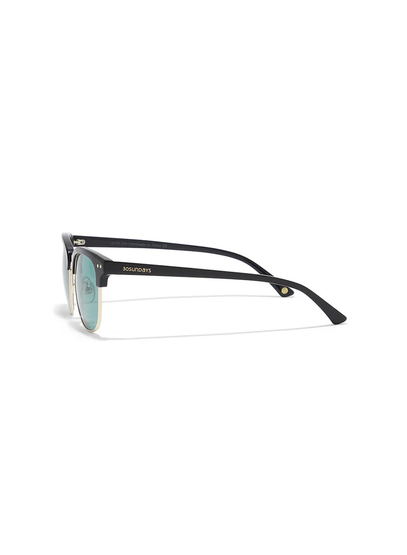 30Sundays Lumi,Men Sunglasses, Square Sunglasses, UV Protection: UV400 (Black,Green)