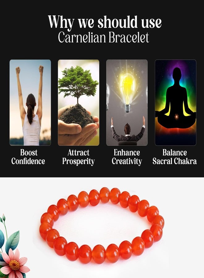 CRIKI Natural Carnelian Bracelet - Certified Original Carnelian Orange Stone Bracelet with Lab Certificate for Confidence, Endurance, Creativity, Prosperity, and Sacral Chakra Healing - 8MM Beads (6.5 Inch) - Image 5