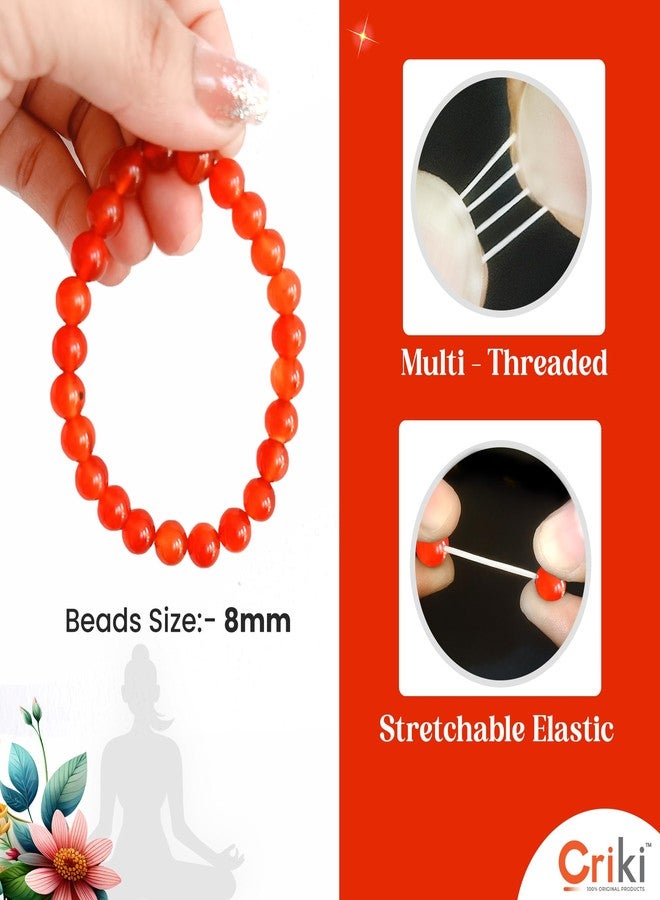 CRIKI Natural Carnelian Bracelet - Certified Original Carnelian Orange Stone Bracelet with Lab Certificate for Confidence, Endurance, Creativity, Prosperity, and Sacral Chakra Healing - 8MM Beads (6.5 Inch) - Image 3