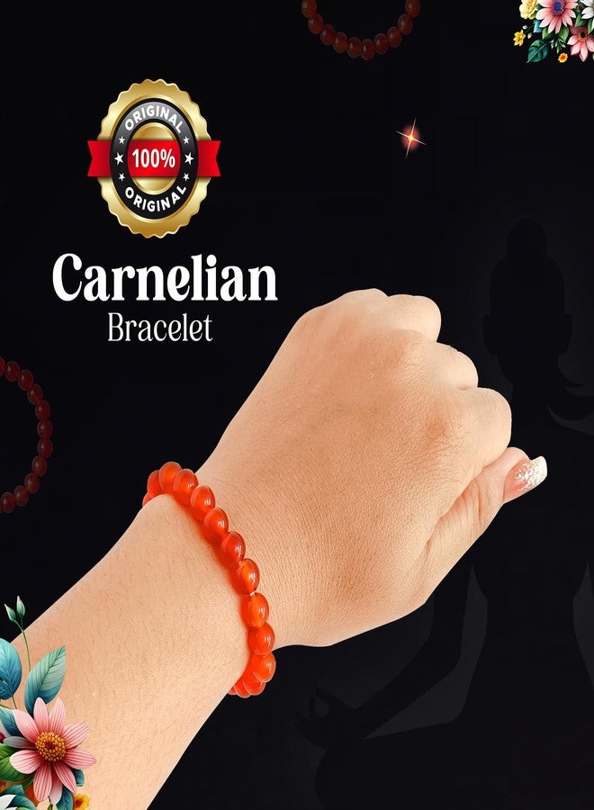 CRIKI Natural Carnelian Bracelet - Certified Original Carnelian Orange Stone Bracelet with Lab Certificate for Confidence, Endurance, Creativity, Prosperity, and Sacral Chakra Healing - 8MM Beads (6.5 Inch) - Image 2