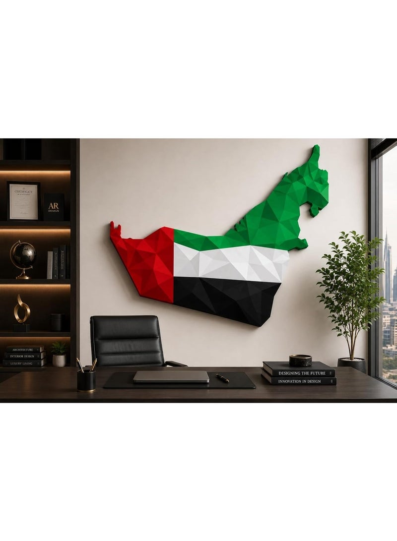 ARS UAE Map Acrylic Wall Art, UAE – Premium Geometric UAE Flag Design, Glossy UV Printed Acrylic Wall Decor for Office Home Decor, Living Room & National Day Gift 60 x 70CM - Image 1