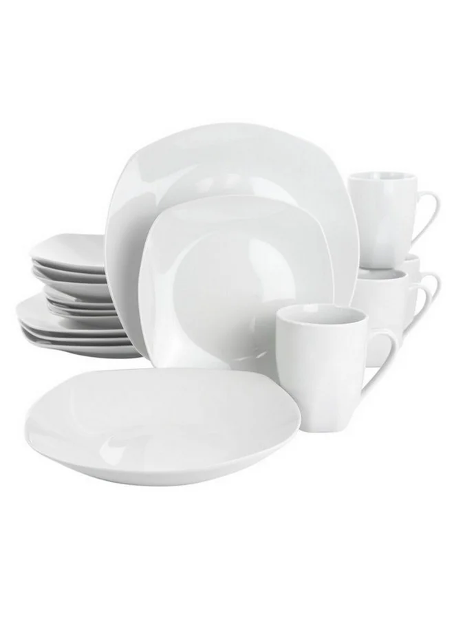 GIBSON 16-Piece Classic Pearl Dishwasher Safe Square Dinnerware Set White 27.3 x 27.3 x 26.67 cm 127251.16