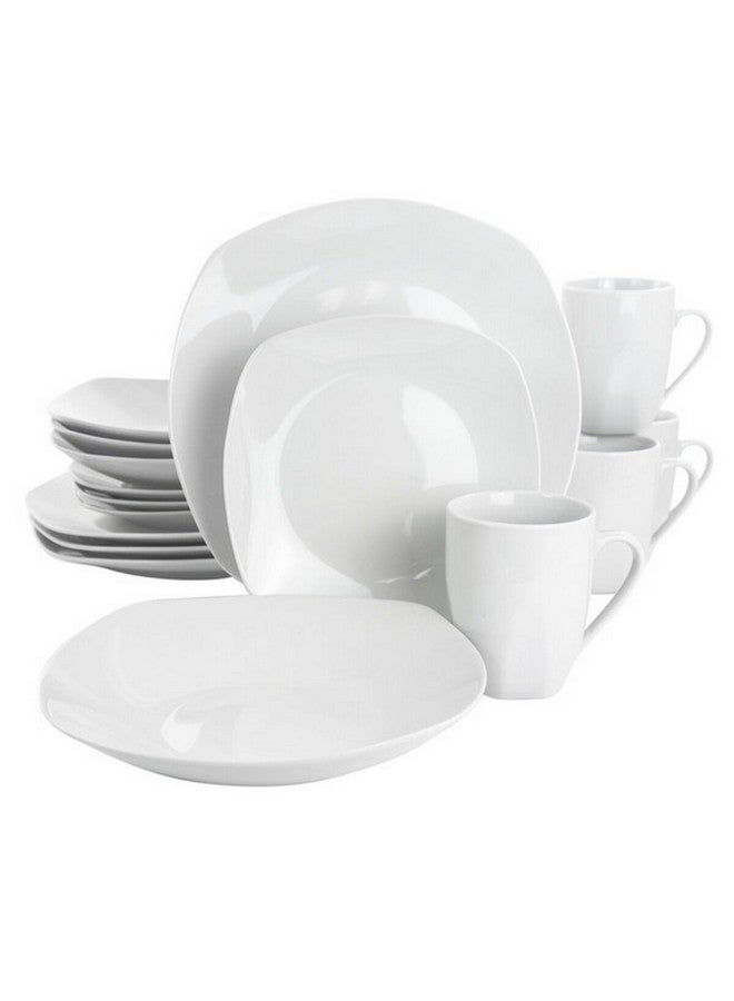 جيبسون طقم عشاء مربع كلاسيكي من اللؤلؤ آمن للغسل في غسالة الأطباق مكون من  قطعة أبيض - Image 1