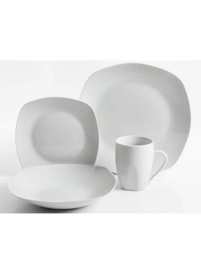 GIBSON 16-Piece Classic Pearl Dishwasher Safe Square Dinnerware Set White 27.3 x 27.3 x 26.67 cm 127251.16
