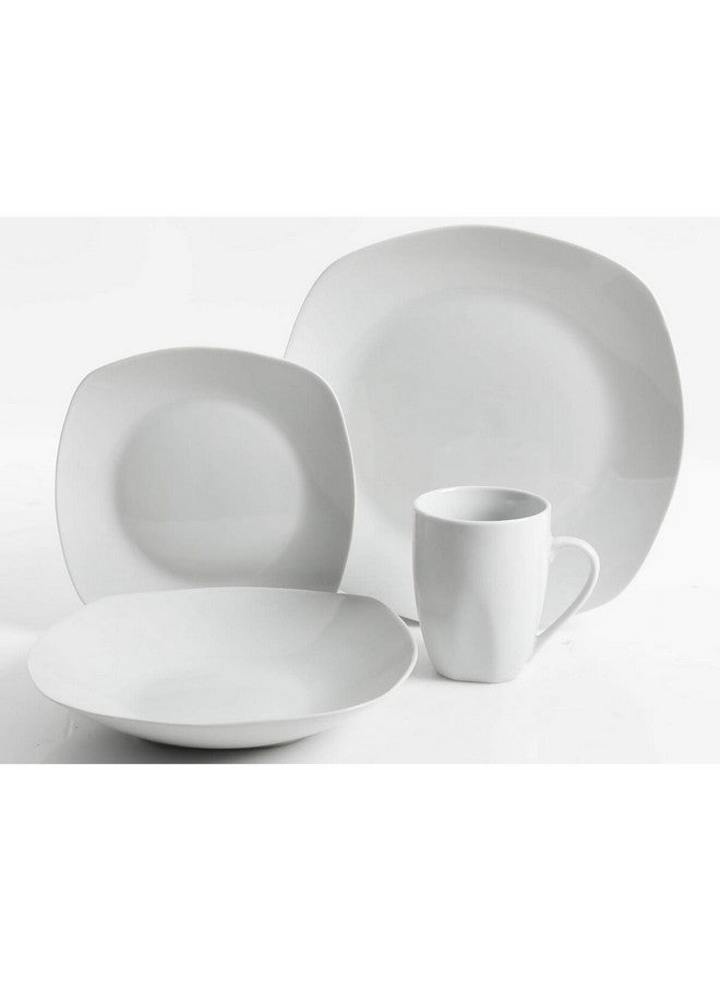 جيبسون طقم عشاء مربع كلاسيكي من اللؤلؤ آمن للغسل في غسالة الأطباق مكون من  قطعة أبيض - Image 2