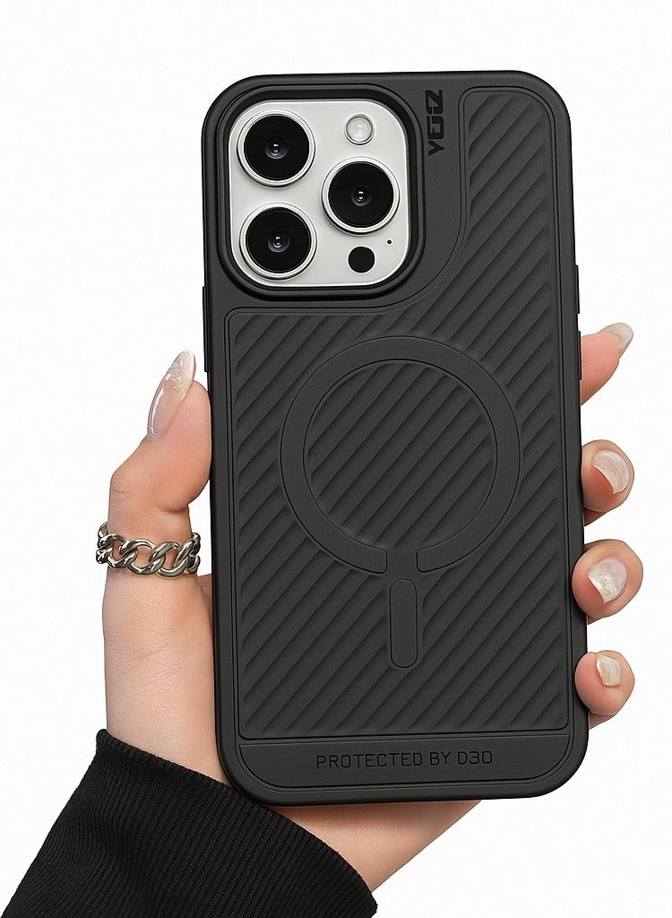 Yezler iPhone 13 Pro Max Compatible Shockproof Case Premium Silicone Protection Anti Scratch Cover with Soft Touch Back Slim Lightweight Design Built in SIM Ejector Slot Wireless Charging Support Durable Stylish- Black - Image 1