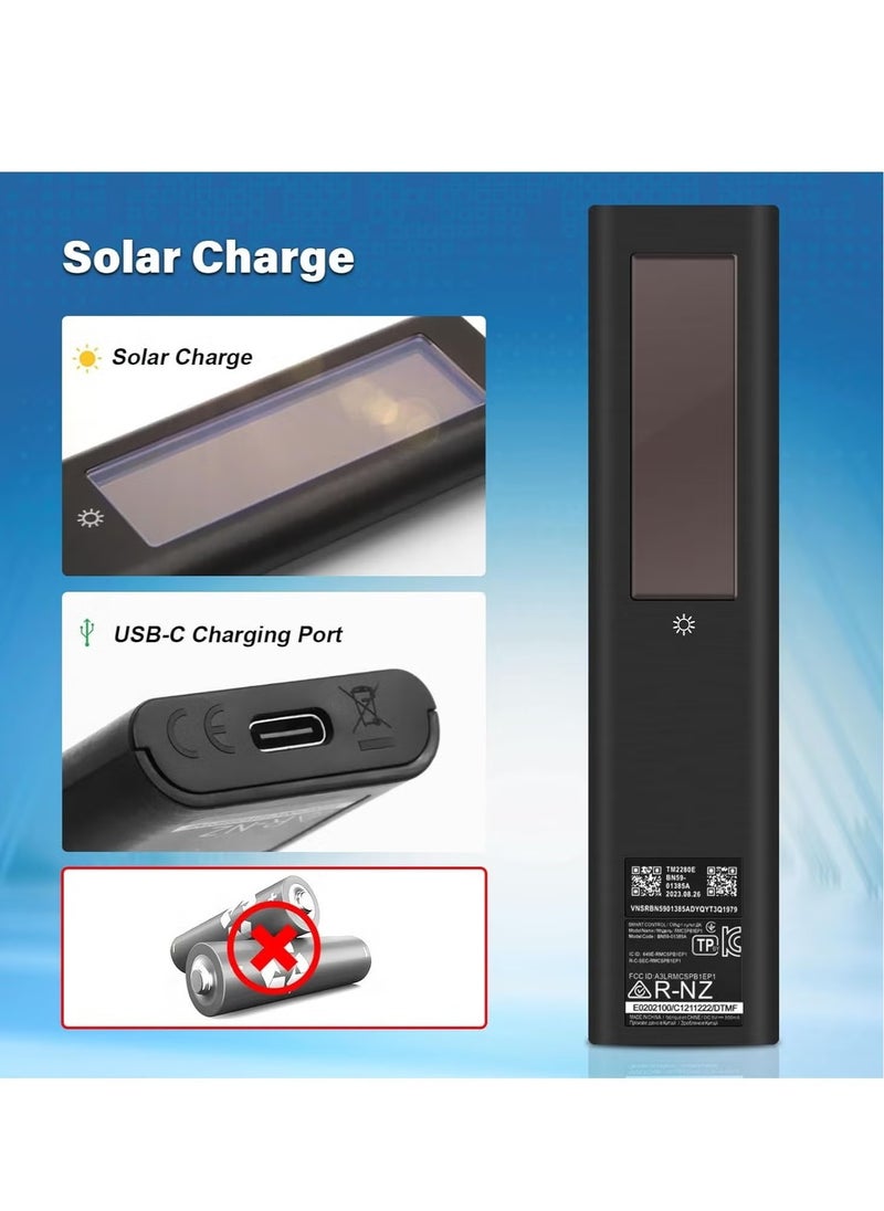 Samsung TV Solar Remote – BN59-01385A Solar Charging & Voice Control Remote For Samsung Smart TVs Neo QLED, The Frame, and Crystal UHD Series