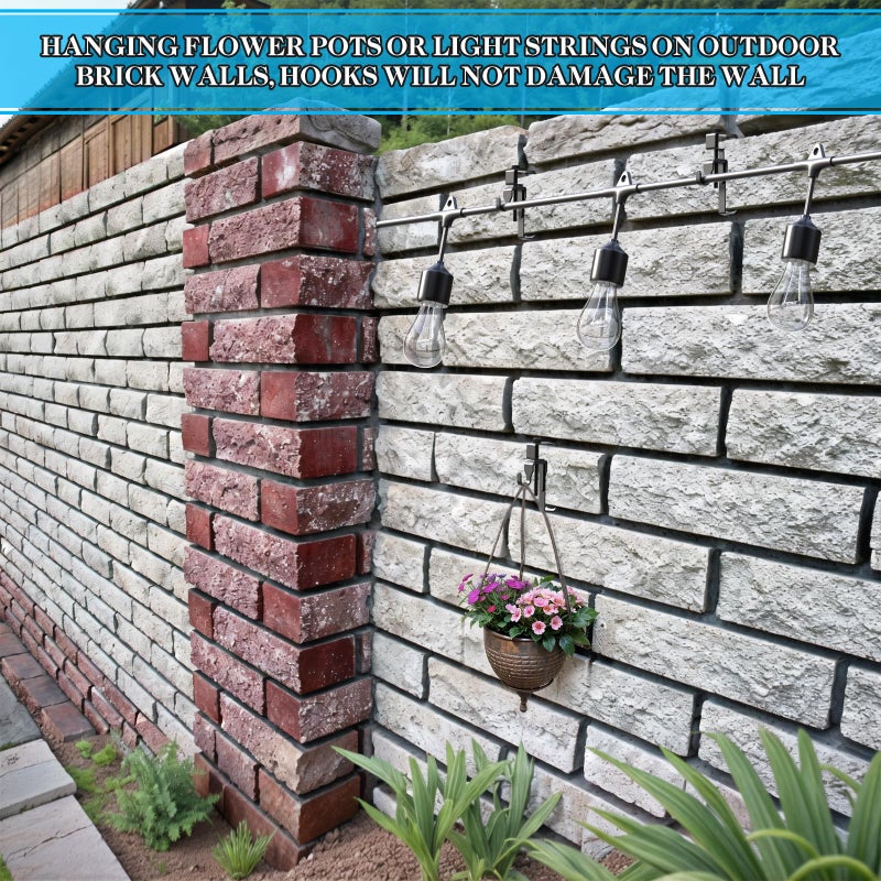 Lewufe Stainless Steel Brick Wall Clips, Brick Hooks Clamp Outdoor Heavy Duty 1-3/4" to 2-1/2" Brick Hook Brick Hangers No Drill, 6 Packs - Image 3