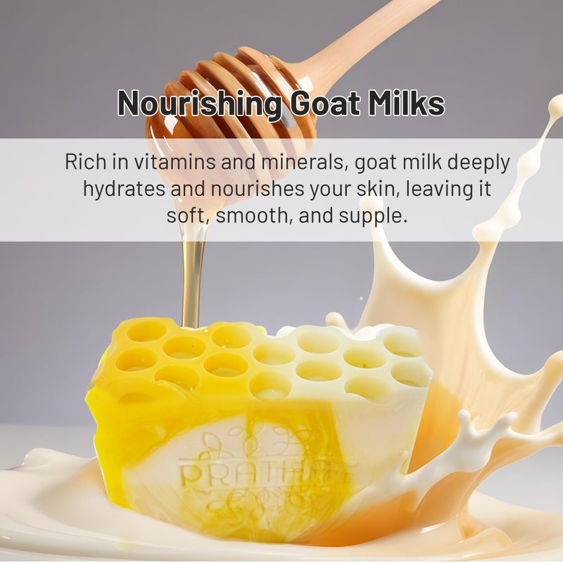 Pratha Naturals 100% Natural and Pure Goat Milk Soap with Honey Cold Process HandMade Soap for Bath 100g - Image 4