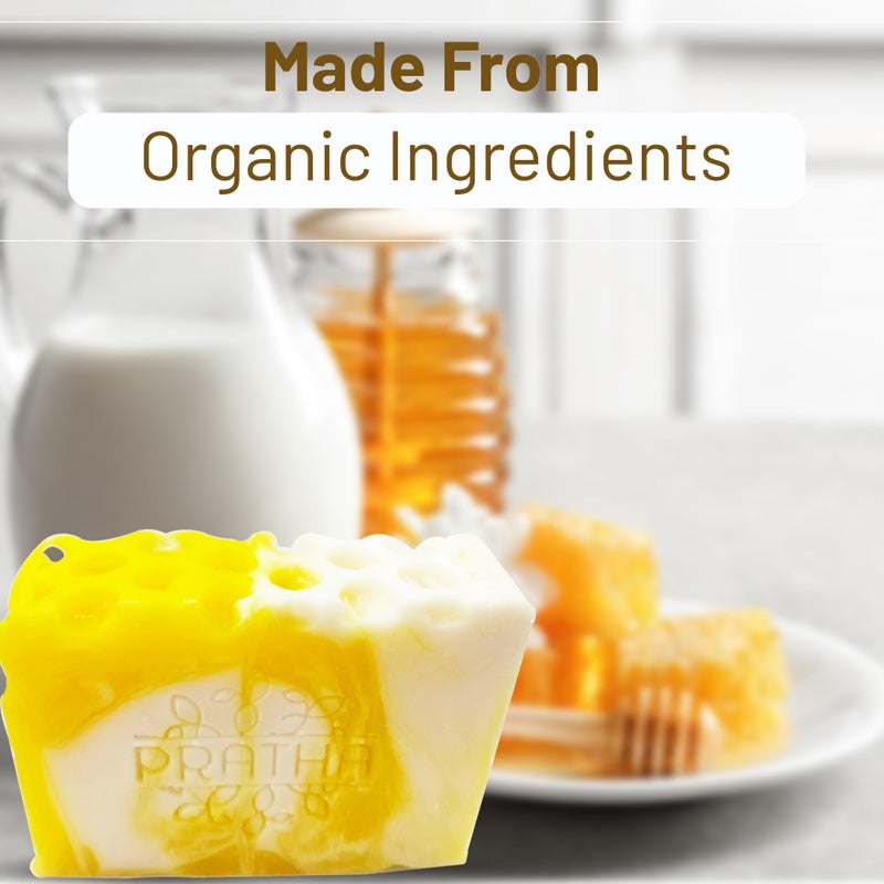 Pratha Naturals 100% Natural and Pure Goat Milk Soap with Honey Cold Process HandMade Soap for Bath 100g - Image 5