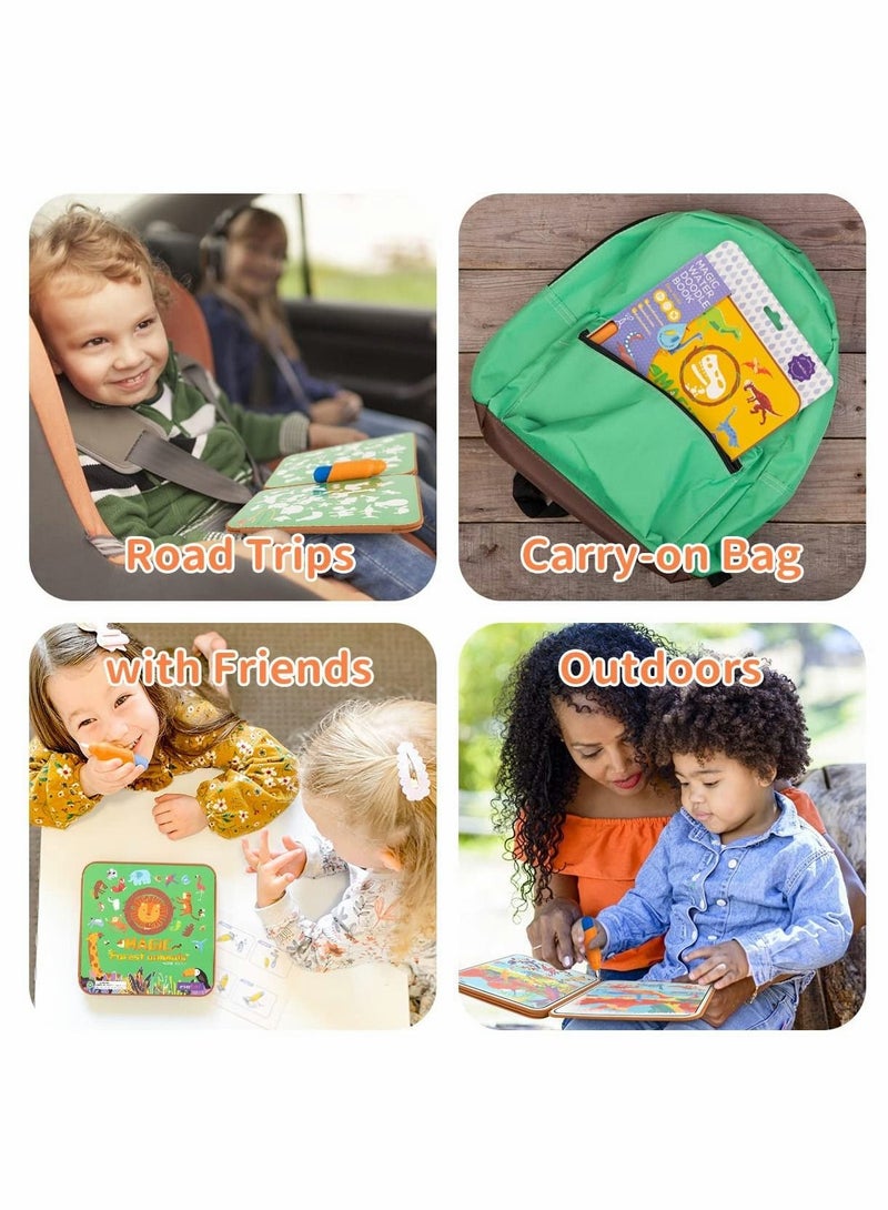 SYOSI Water Drawing Books, Reusable Water Reveal Activity Doodle Painting Book, Mess-Free Drawing Pad, Water Pen Coloring Books for Kids - Image 5