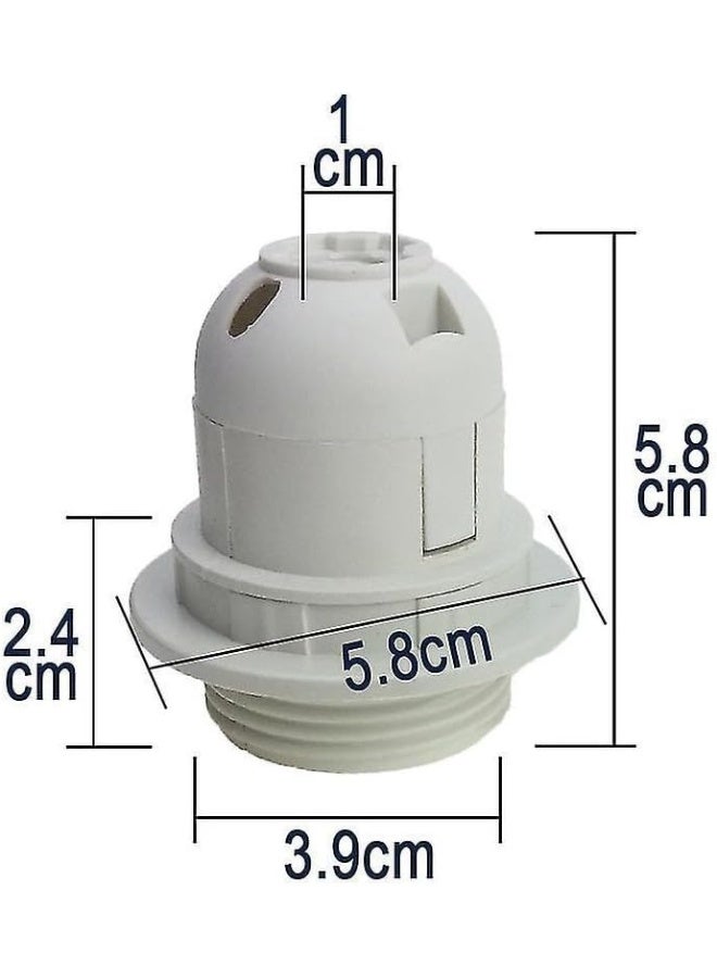 melfi Melfi Lamp Base Adapter E27 4A Lamp Holder White Bakelite With Shade Rin Light Bulb Pendant Screw Cap Socket Vintage (White 250V)  - Image 2
